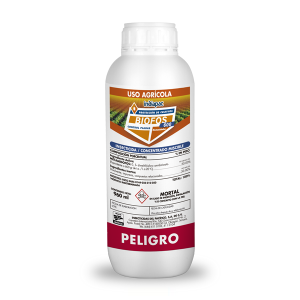 Seferno insecticida Biofos sistémico con actividad insecticida y acaricida por ingestión y contacto, de buena acción residual y absorción por vía radical y foliar, presentado en forma de líquido miscible para aplicar en aspersión al follaje