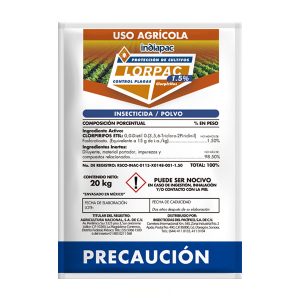 Seferno insecticida Lorpac esta formulado como polvo y viene listo para aplicarse al follaje del cultivo en forma de espol; actúa fundamentalmente por inhalación e ingestión.