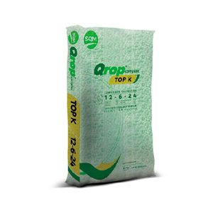 Qrop® complex TOP K proporciona una importante fuente de K2O Nitrato de Potasio. Debido a su fórmula nutricional balanceada: con nitrógeno, fósforo, potasio, calcio y magnesio.